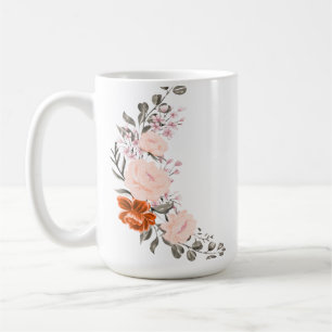Elegant Watercolor Floral Bouquet and Botanical  Coffee Mug
