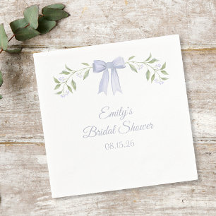 Elegant Watercolor Floral & Bow Chic Bridal Shower Napkin