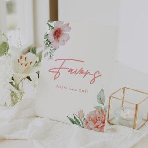 Elegant Watercolor Floral Bridal Shower Favours Pedestal Sign
