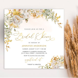 Elegant Watercolor Floral Bridal Shower Invitation