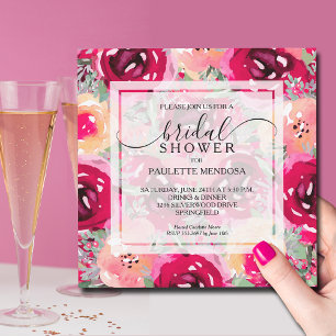 Elegant Watercolor Floral Bridal Shower Invitation