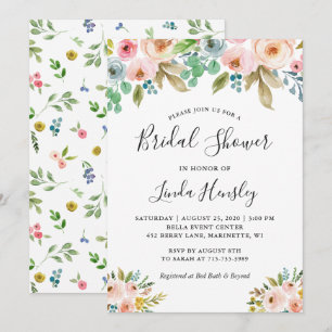 Elegant Watercolor Floral Bridal Shower Invitation