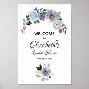 Elegant Watercolor Floral Bridal Shower Sign