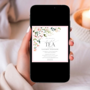 Elegant Watercolor Floral Bridal Tea Pink Shower Invitation