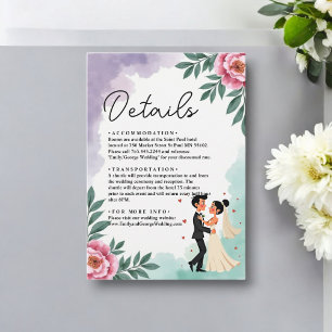 Elegant Watercolor Floral Bride And Groom Wedding Enclosure Card