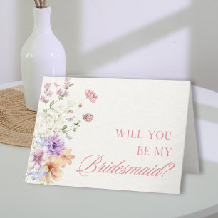 Elegant Watercolor Floral Bridesmaid Proposal Card