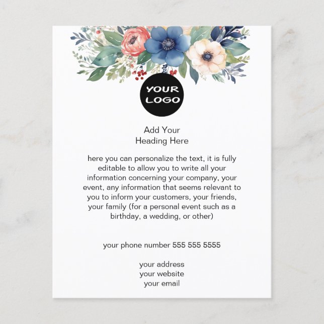 Elegant Watercolor Floral Business Flyer (Front)