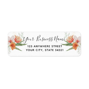 Elegant Watercolor Floral Business Return Address Label
