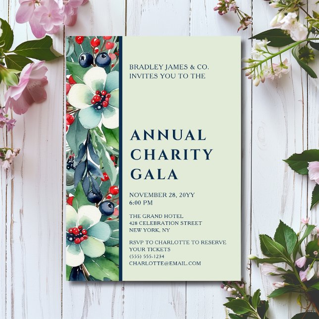 Elegant Watercolor Floral Charity Event Gala Party Invitation (Creator Uploaded)