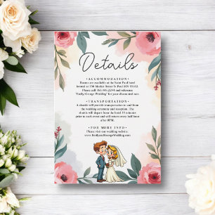 Elegant Watercolor Floral Couple Summer Wedding Enclosure Card