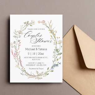 elegant watercolor floral couples shower wedding invitation