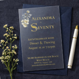 Elegant Watercolor Floral Cream 70th Birthday  Acrylic Invitations