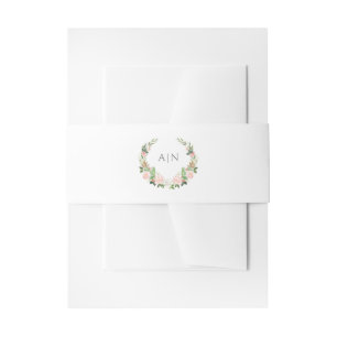 Elegant Watercolor Floral Crest Wedding Invitation Belly Band