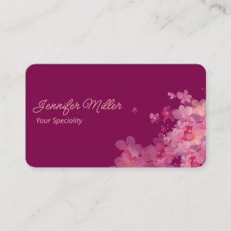 Elegant watercolor floral dark pink   business card