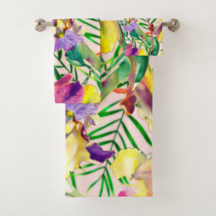 Elegant watercolor floral decorative eye-catching bath towel set