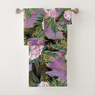 Elegant watercolor floral decorative eye-catching  bath towel set