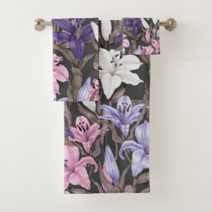Elegant watercolor floral decorative eye-catching bath towel set