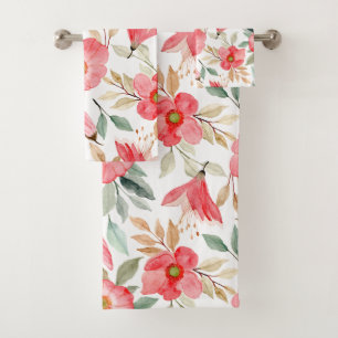 Elegant watercolor floral decorative eye-catching bath towel set