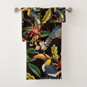Elegant watercolor floral decorative eye-catching bath towel set