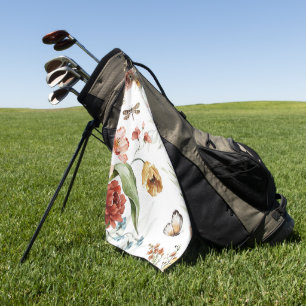 Elegant watercolor floral decorative eye-catching  golf towel