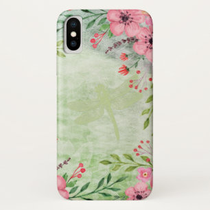 Elegant Watercolor Floral Dragonfly Art iPhone X Case