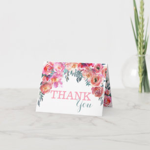 Elegant Watercolor Floral Drop Thank You Card