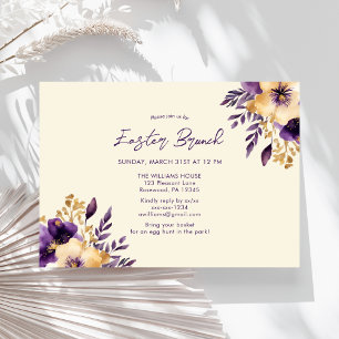 Elegant Watercolor Floral Easter Brunch Invitation