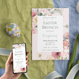 Elegant Watercolor Floral Easter Brunch Invitation