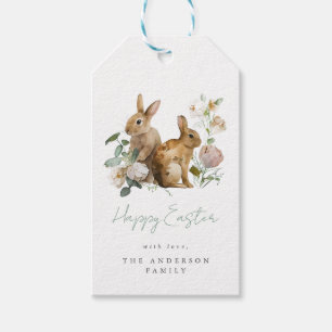 Elegant Watercolor Floral Easter Gift Tags