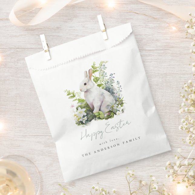 Elegant Watercolor Floral Easter Party Favour Bag (Clipped)