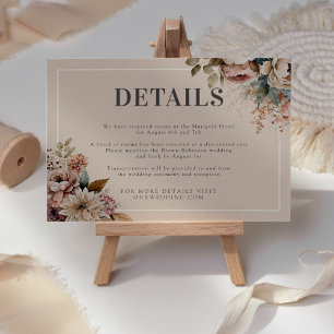 Elegant Watercolor Floral Fall Wedding Details Enclosure Card