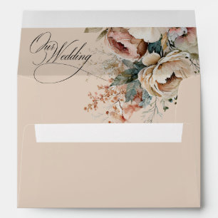 Elegant Watercolor Floral Fall Wedding Envelope