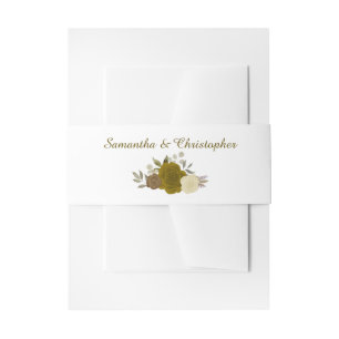 Elegant Watercolor Floral Gold & Yellow Wedding Invitation Belly Band
