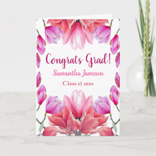 Elegant Watercolor Floral Graduation Graduate Card