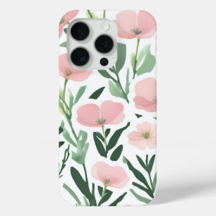 Elegant Watercolor Floral Green and Blush Pink  iPhone 15 Pro Case
