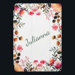 Elegant Watercolor Floral Greenery Personalised iPad Pro Cover<br><div class="desc">This elegant floral iPad cover, personalised with the name of your choice, is perfect for those who love a touch of nature-inspired beauty in their accessories. The design features a delightful arrangement of pink, peach, and green foliage, creating a soft and sophisticated frame around the custom name in a graceful...</div>