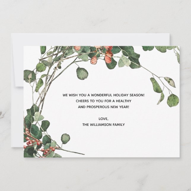 Elegant Watercolor Floral Holiday Card (Front)