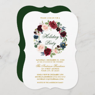 Elegant Watercolor Floral Holiday Party Bracket G Invitation