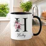 Elegant Watercolor Floral Initial Name Monogram Mug<br><div class="desc">Create your own personalised mug featuring a custom name and monogram with elegant watercolor floral bouquet design.</div>