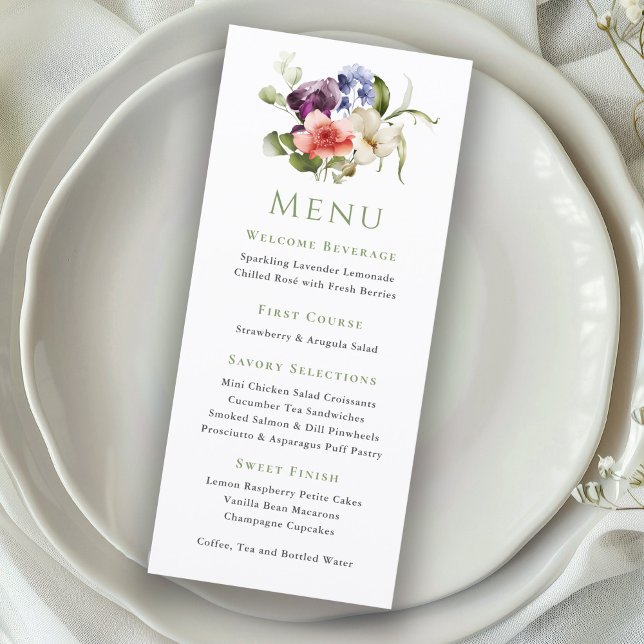 Elegant Watercolor Floral Ladies Event Menu (Creator Uploaded)