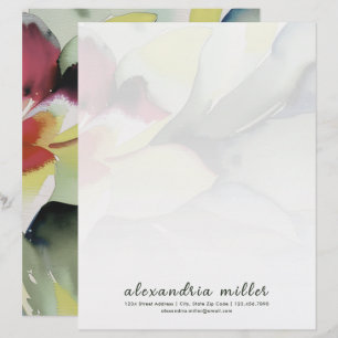 Elegant Watercolor Floral Letterhead