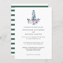 Elegant Watercolor Floral Lighthouse Nautical