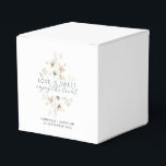 Elegant Watercolor Floral Love Is Sweet Wedding Favour Box<br><div class="desc">Delight your wedding guests with this elegant floral favour box featuring the romantic message Love is Sweet Enjoy the Treat. Perfect for your wee sweet treat this personalised box includes the couple's names and wedding date, beautifully accented with delicate watercolor botanical illustrations and navy blue typography. Ideal for rustic, garden,...</div>