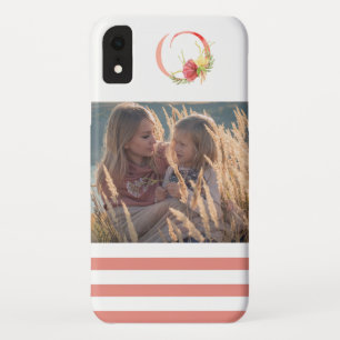 Elegant Watercolor Floral Monogram "O" Photo iPhone XR Case