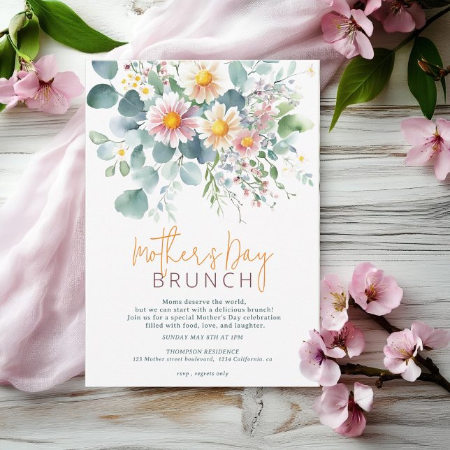 Elegant Watercolor Floral Mother's Day Brunch Invitation (Elegant Watercolor Floral Mother's Day Brunch Invitation)