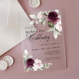 Elegant Watercolor Floral Mother's Day Celebration Acrylic Invitations