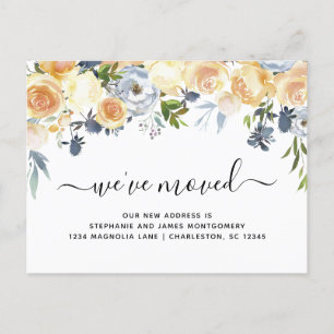Elegant Watercolor Floral Moving Announcement Postcard