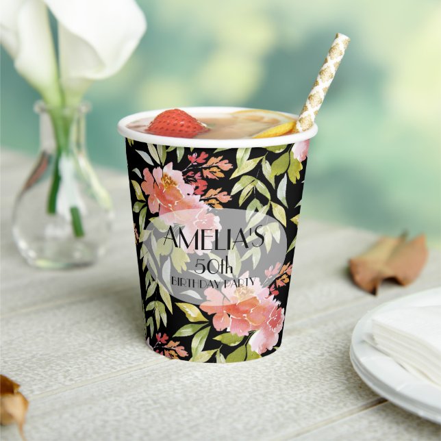 Elegant Watercolor Floral  Paper Cups (Insitu)