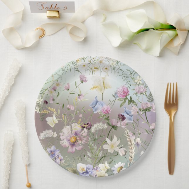 Elegant Watercolor Floral Paper Plate (Wedding)