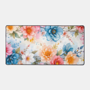 Elegant Watercolor Floral Patten design Desk Mat